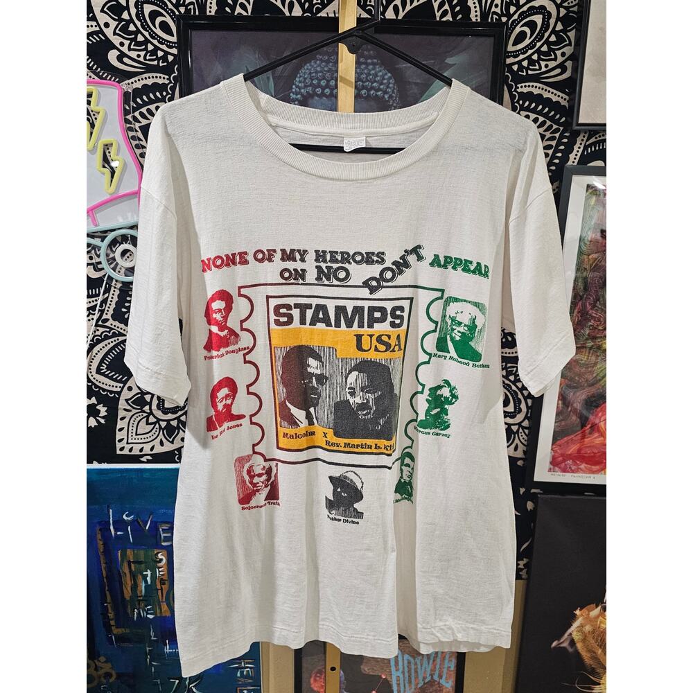 Rare Vintage 80s Black History Stamps MLK Graphic Tee, Size XL